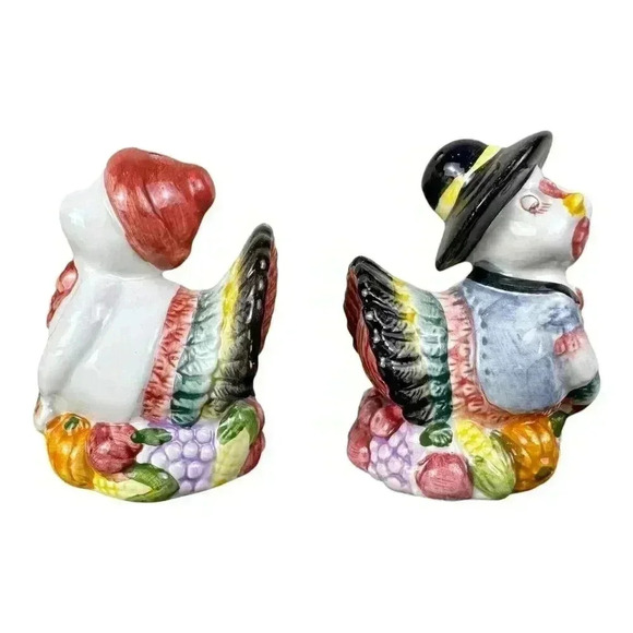 Vtg Mr & Mrs Pilgrim Turkey Salt & Pepper Shakers Thanksgiving Terry’s Village - Picture 6 of 8